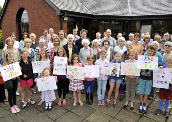 Residents of Parbold campaigning to save their library from closure earlier this year