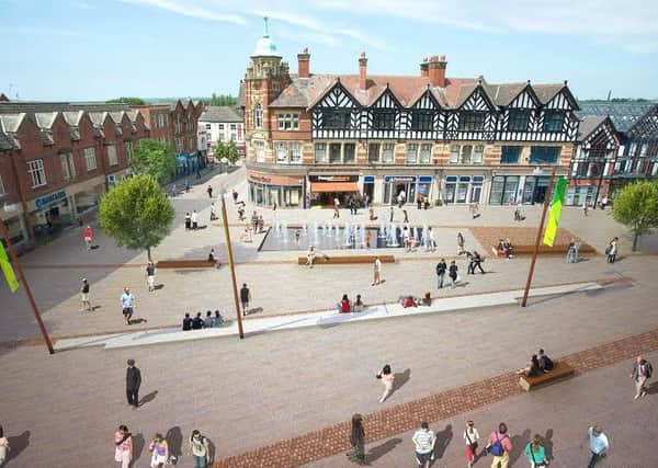 An artist's impression of how the town centre will look after restoration