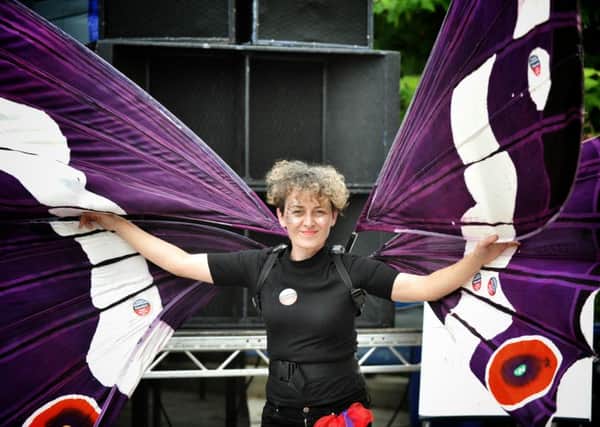 Melanie Roberts from "Oops a Daisy" circus performers at 

Wigan Diggers Festival