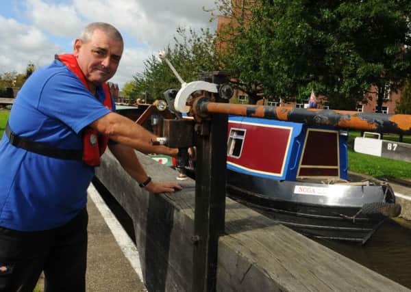 Peter Baxter on the locks at Trencherfield Mill