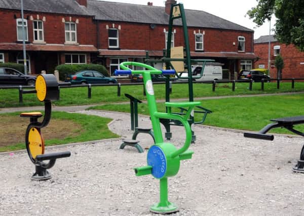 The outdoor gym equipment, placed on the edge of the Alexandra Park