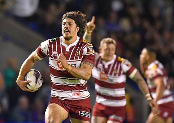 Anthony Gelling scored one of Wigan's four tries in 20 minutes