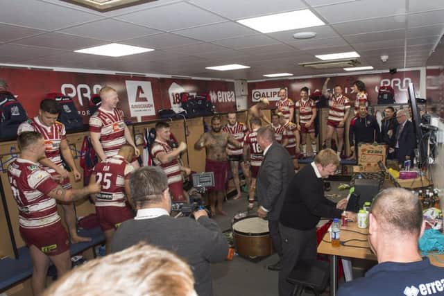 Changing room celebrations after the semi-final