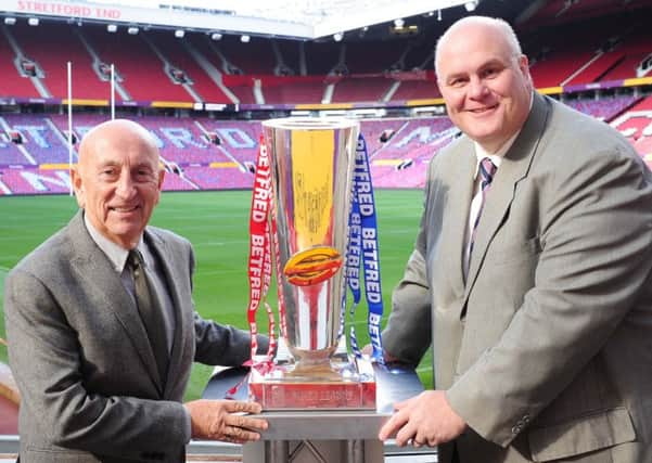 RFL CEO Nigel Wood and Betfred Boss Fred Done at Old Trafford before the First Utility Super League Grand Final