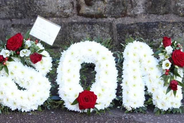 A floral tribute from Luke's family at his funeral