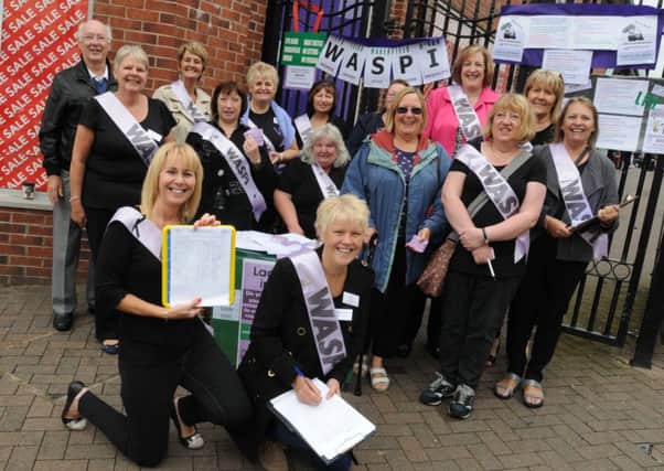 Waspi campaigners with Makerfield MP Yvonne Fovargue