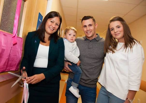 Lisa Nandy opens the new Pearl suite following fund-raising by Chris and Louise Hopwood, pictured with son Teddy.
