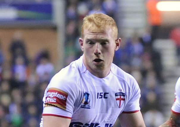 Liam Farrell playing for England in the World Cup