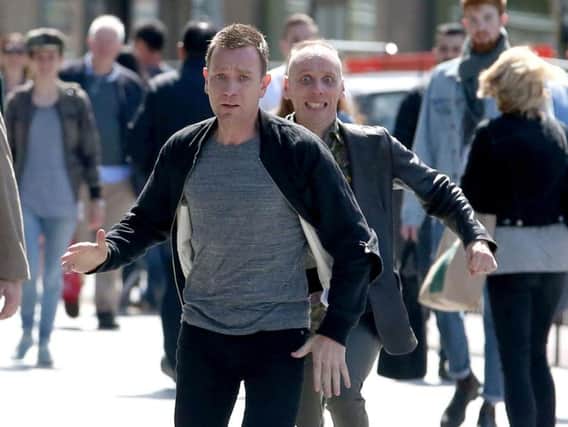 Ewan McGregor and Ewan Bremner filming in Edinburgh Credit - Jane Barlow
