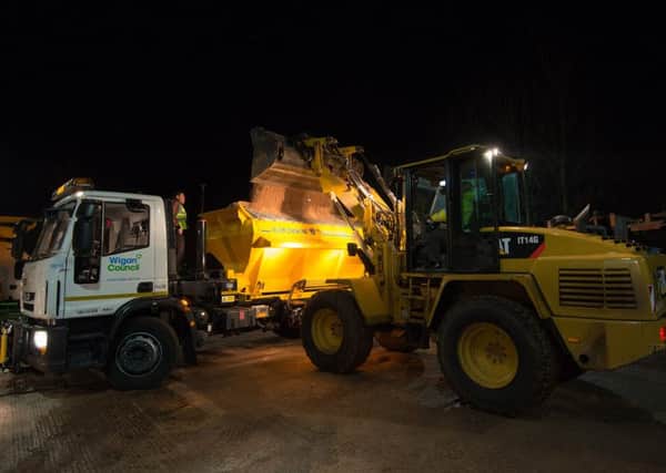 Wigan Council gritters restocking
