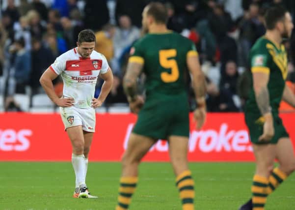 Sam Burgess cant hide his disappointment after England's loss to Australia last Sunday