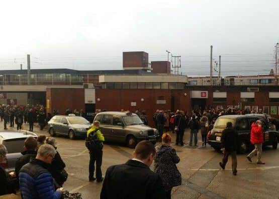 Passengers outside Wigan North Western station. Pic: Jonathan Broadbery