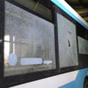 Bus damaged when stones were thrown at it on Nel Pan Lane, Westleigh