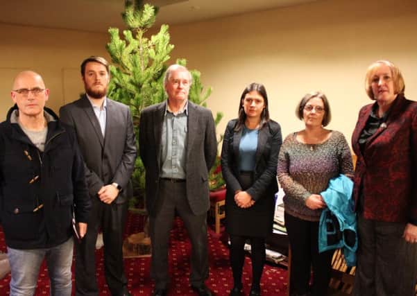 From left, Coun Paul Prescott, Coun Sam Murphy, Coun Stephen Murphy, MP Lisa Nandy,  Coun Jeanette Prescott and MP Yvonne Fovargue, following a public meeting held to oppose plans to use green belt land for housing