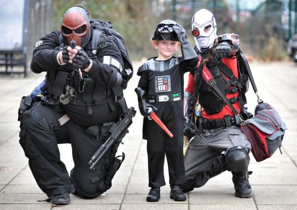 Harry Greene (6) as Darth Vader with Stars Enforcer and Deadshot