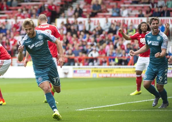 Michael Jacobs scores at Nottingham Forest in August