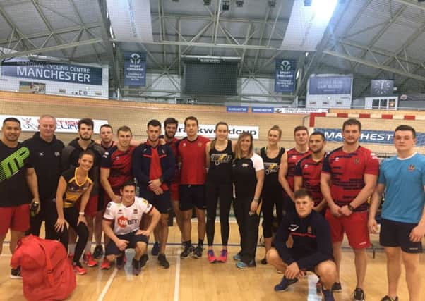 Wigan 
Warriors trained with the
 Manchester 
Thunder netball team yesterday