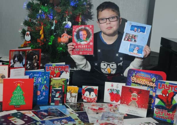 Layton Robinson from Golborne, who is terminally ill, has been sent loads of Christmas cards, some from kind strangers
