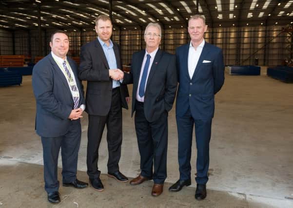 Steve Burns, Wigan Council, Coun David Molyneux, Wayne Chapman, managing director for mda and Andrew Dickman, db symmetry at the new M6 Epic 110+ site