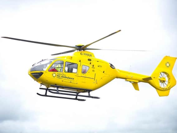 An air ambulance transported one injured motorist to hospital