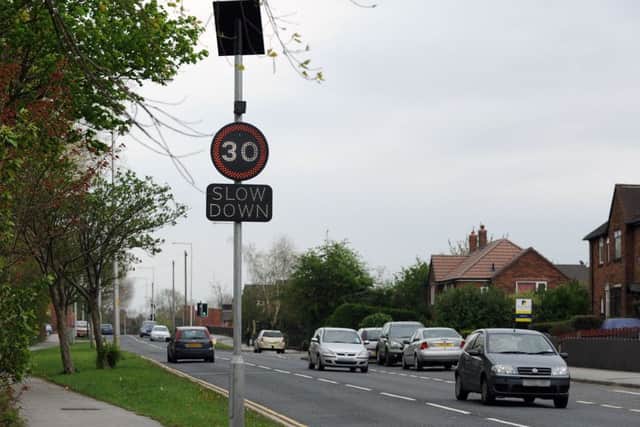 A speed warning sign on Scot Lane