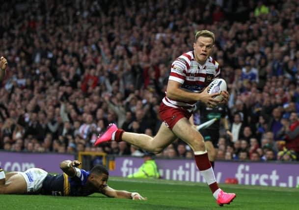 Joe Burgess in his last competitive game for Wigan, in 2015
