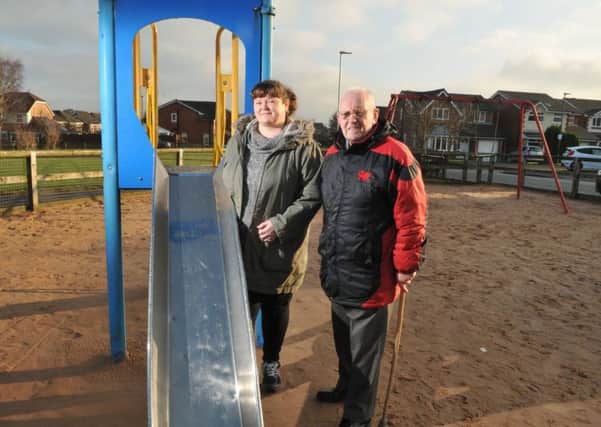 Councillors Debbie and George Fairhurst at the Woodhurst Drive play area