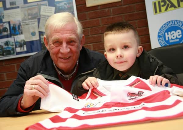 Riley Agent with his grandad, fellow Leigh Centurions fan Phil Agent