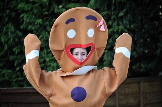 Picture by Julian Brown 13/02/17

Catharine D'Ascendis who will be running the London marathon and is aiming for the world record for the fastest marathon dressed as a gingerbread man, pictured at her Bickershaw, Wigan, home