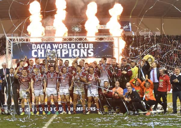 Wigan Warriors celebrate their World Club Challenge win