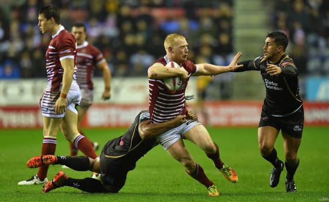 Liam Farrell in action against Leigh