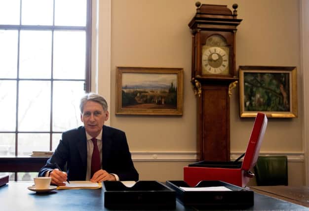 Chancellor Philip Hammond preparing his speech in Downing Street ahead of the budget. Pic: Carl Court/PA Wire