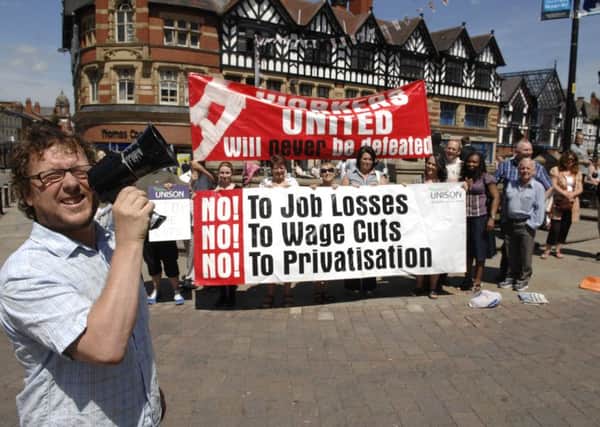 Union members campaign in Wigan town centre