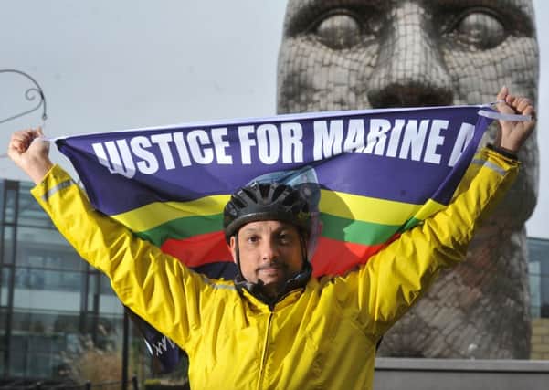 Royston Brett in Wigan supporting the Justice for Marine A campaign