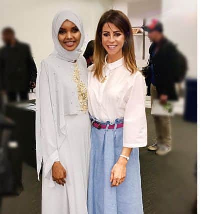 Yasmin (right) at the Muslim Lifestyle Show in London