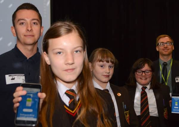 Year seven pupils with Michael Moore (left) and James Winterbottom