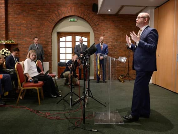 Ukip leader Paul Nuttall speaks during a press conference at Boston West Golf Club where he announced that he is standing down as party leader