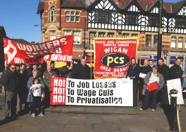 Wigan Trades Council demonstration against the cuts on Market Place