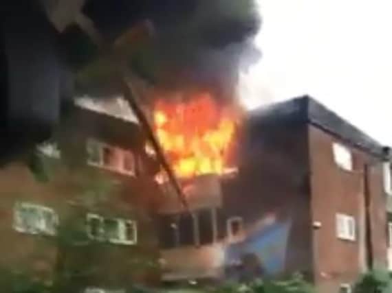 The fire at a block of flats in Norley Hall