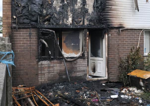 Household goods were set on fire in the back garden of a home in Horne Grove, Worsley Mesnes