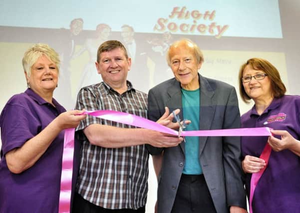 Alison Armfield, Paul Costello, Cllr Stephen Hellier and Elizabeth Costello open the new venue 
 
Leigh Film Society's Classic Cinema Club expands to second venue, The Pelican Centre, Tyldesley