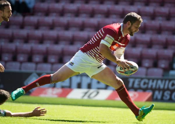 Sean O'Loughlin scored Wigan's first try against Widnes