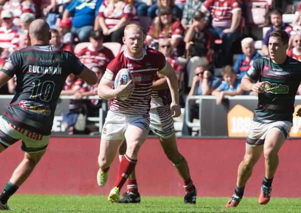Liam Farrell on the break against Widnes