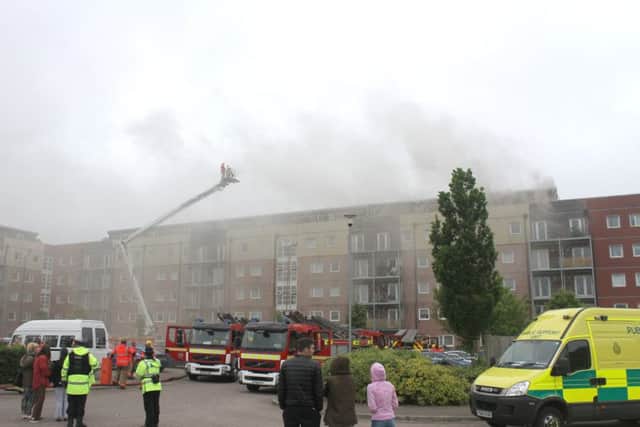 Fire at Wharfside Appartments at Trencherfield Mill, Wigan - 14th June 2015
