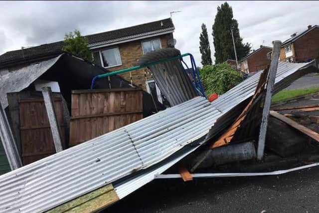 Sheds and fence panels were ripped down. Photos captured by Kirsty Roe