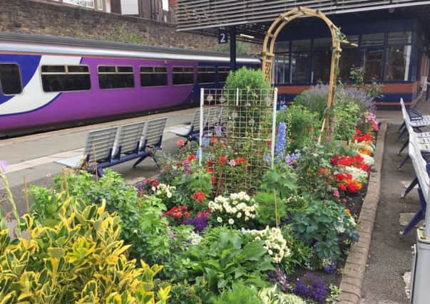 The floral garden at Wigan Wallgate which has made by rail worker John Parry
