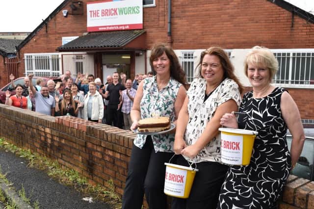 Brick fund-raising manager, Janet Mitchell, Louise Green, operations director and CEO Kathleen Pitt with guests at the birthday celebrations