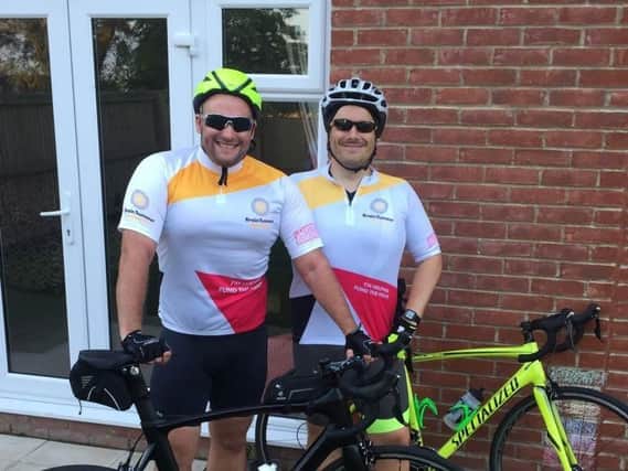 Andy Argile and Mark Bragg ahead of their charity cycle ride for Brain Tumour Research