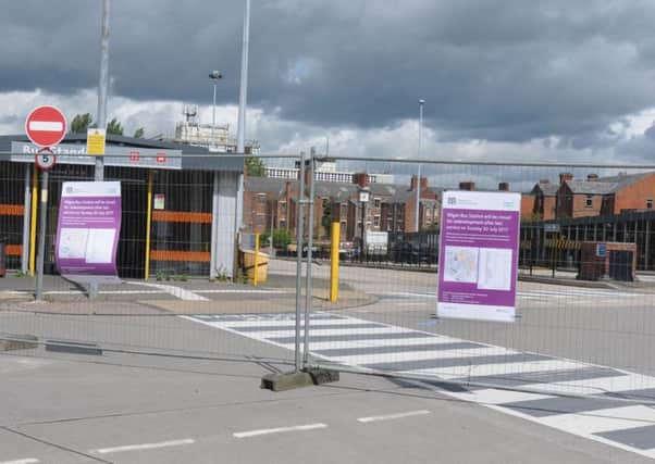 The bus station now fenced off as work begins