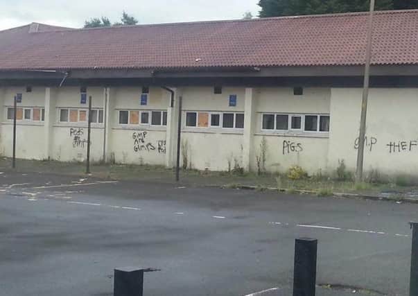 Graffiti on the walls of the Rose Centre in Lowton